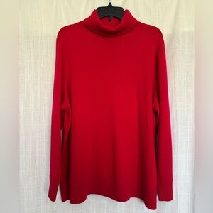 100% Cashmere New Without Tags Red Classic Turtleneck Sweater Lands’ End Size 2X
